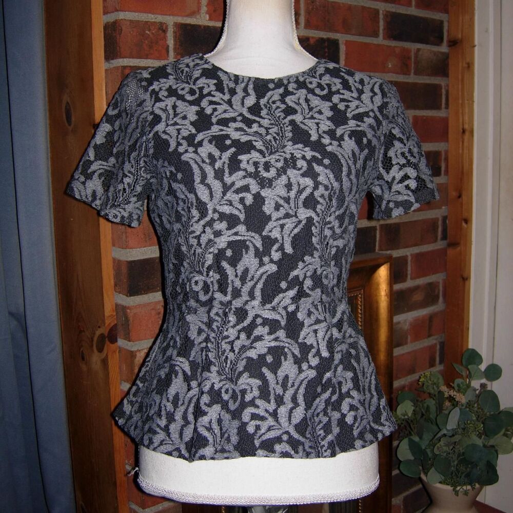Ann Taylor Grey Peplum Top SP